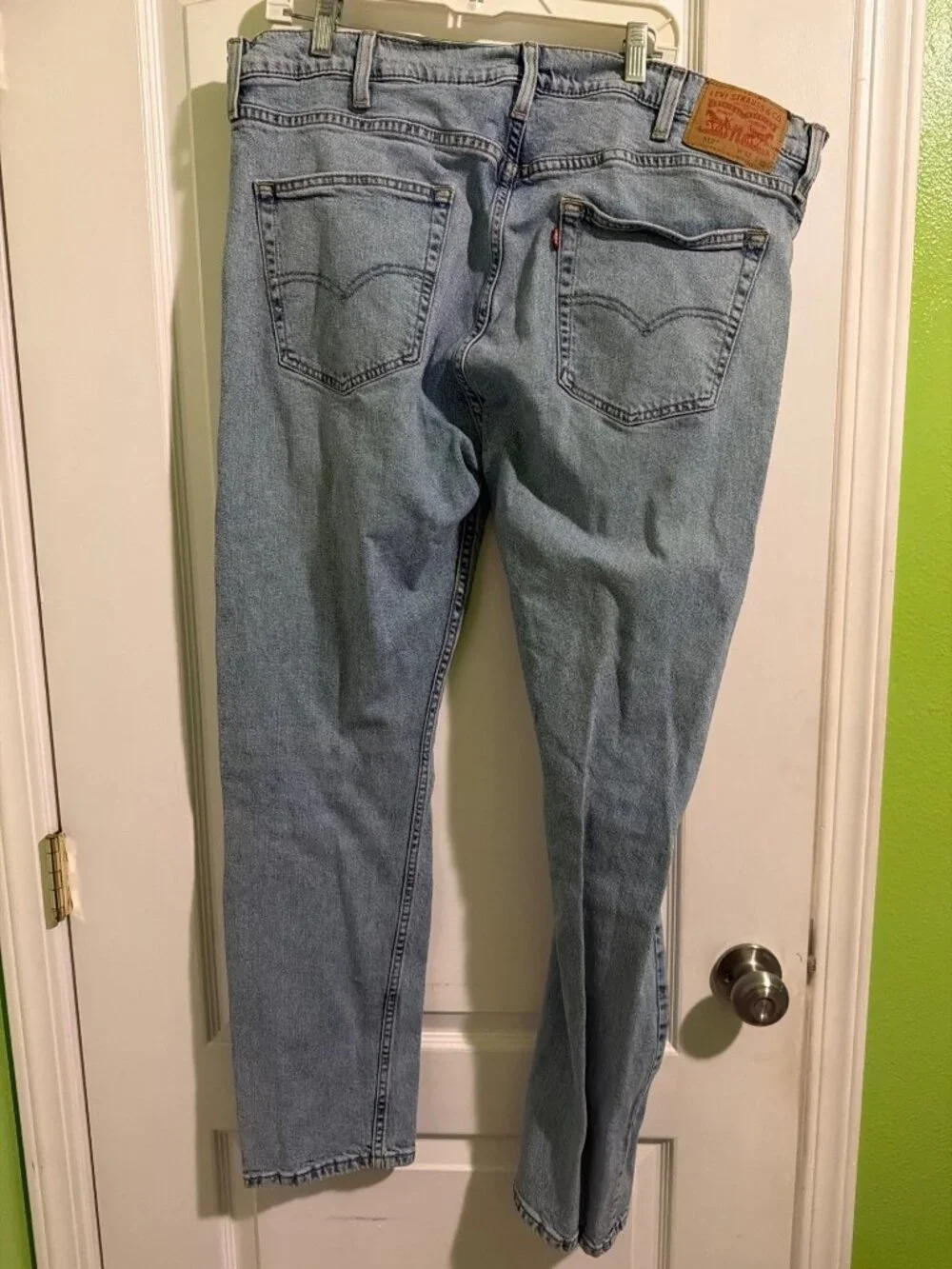Levis 512 Mens Light Wash Distressed Tapered Jeans W42 L32
